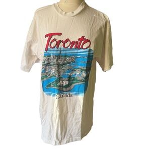 Vintage 90s y2k White Toronto Skyline cotton Short Sleeve Tee unisex Sz large